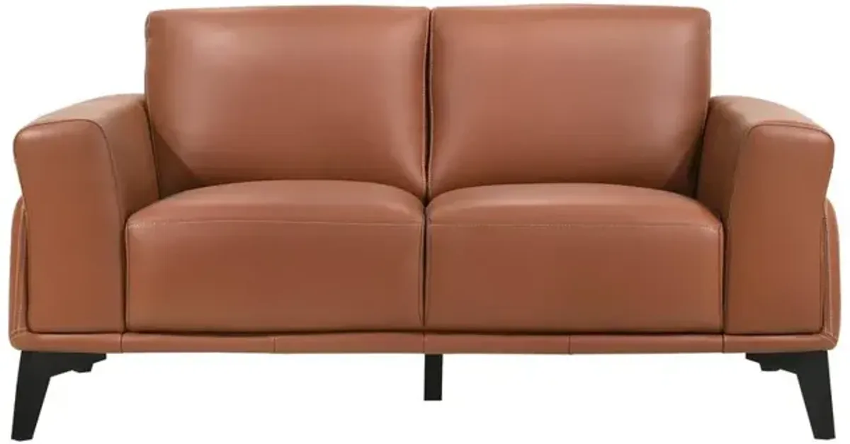 New Classic Furniture Furniture Como Leather Upholstered Loveseat in Terracotta