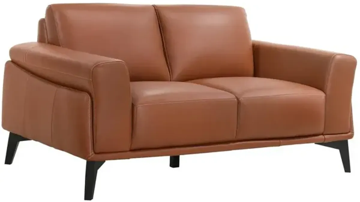 New Classic Furniture Furniture Como Leather Upholstered Loveseat in Terracotta