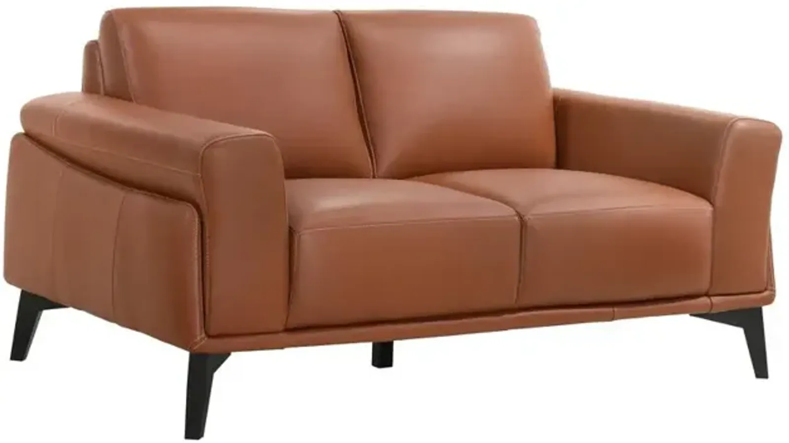 New Classic Furniture Furniture Como Leather Upholstered Loveseat in Terracotta