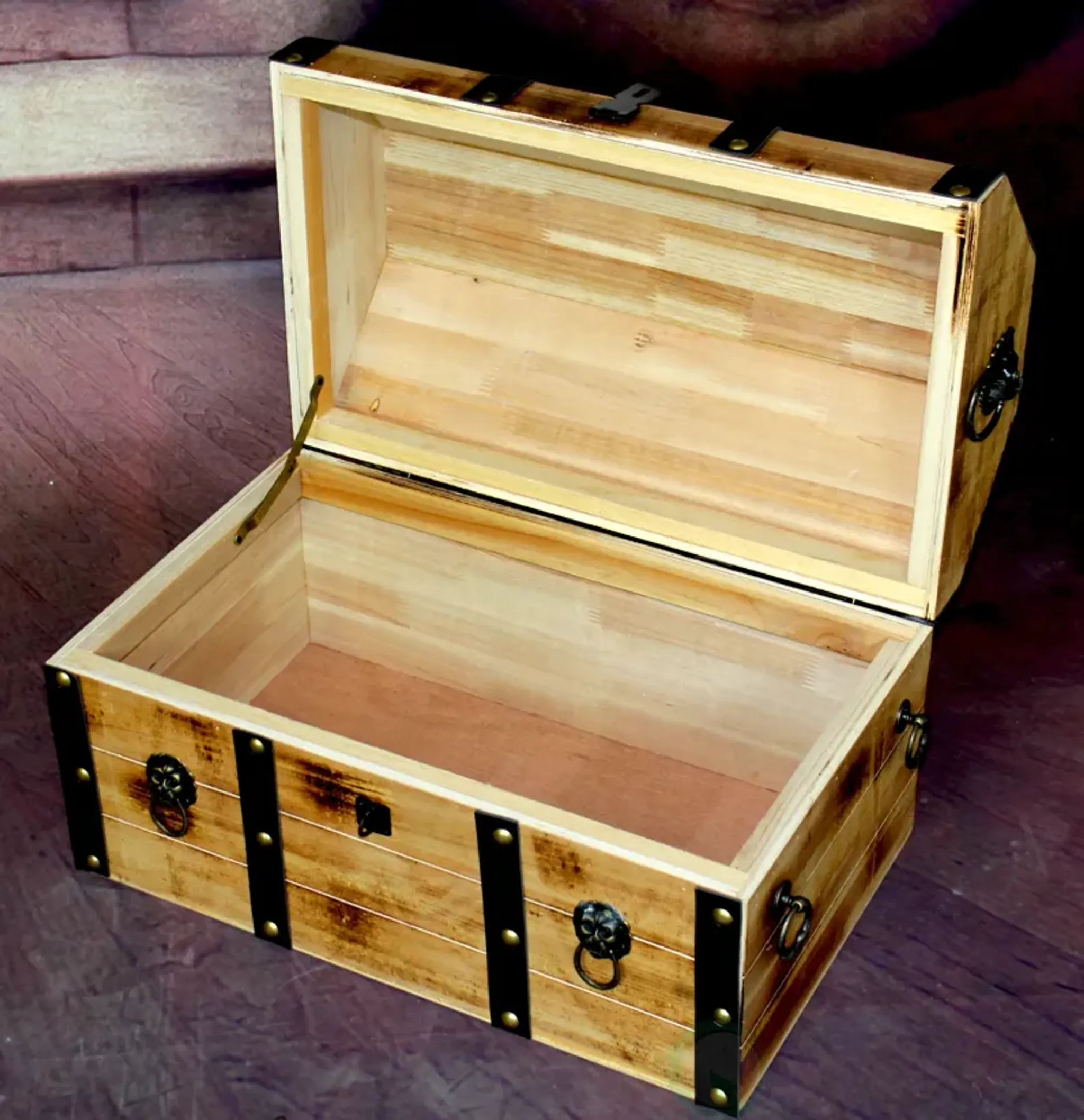 Large Wooden Pirate Lockable Trunk With Lion Rings Mathis Home ...