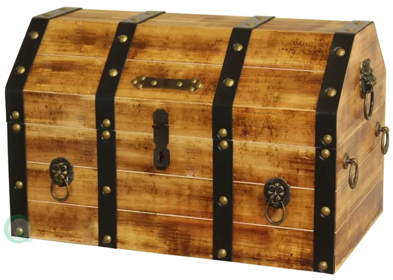 Large Wooden Pirate Lockable Trunk with Lion Rings