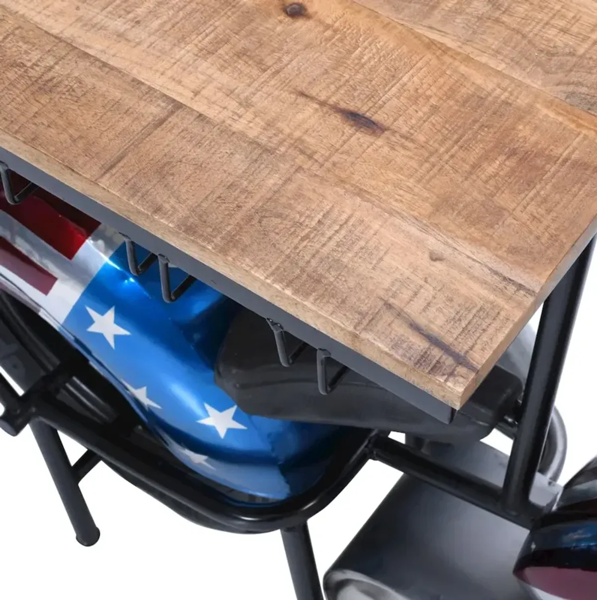 Jofran Glory Days 70 Patriotic American Flag Motorcycle Bar Console Table