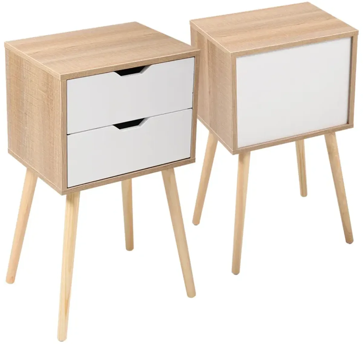 Jaxpety Double Drawer Nightstand White