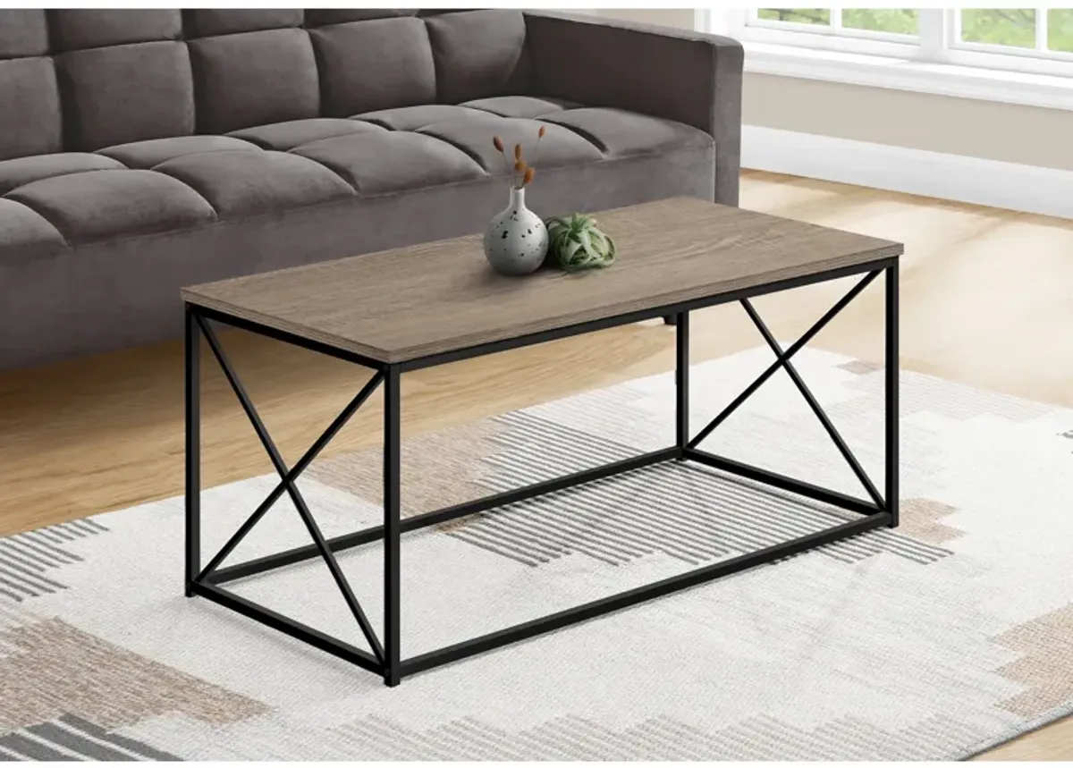 Monarch Specialties I 3786 Coffee Table, Accent, Cocktail, Rectangular, Living Room, 40"L, Metal, Laminate, Brown, Black, Contemporary, Modern