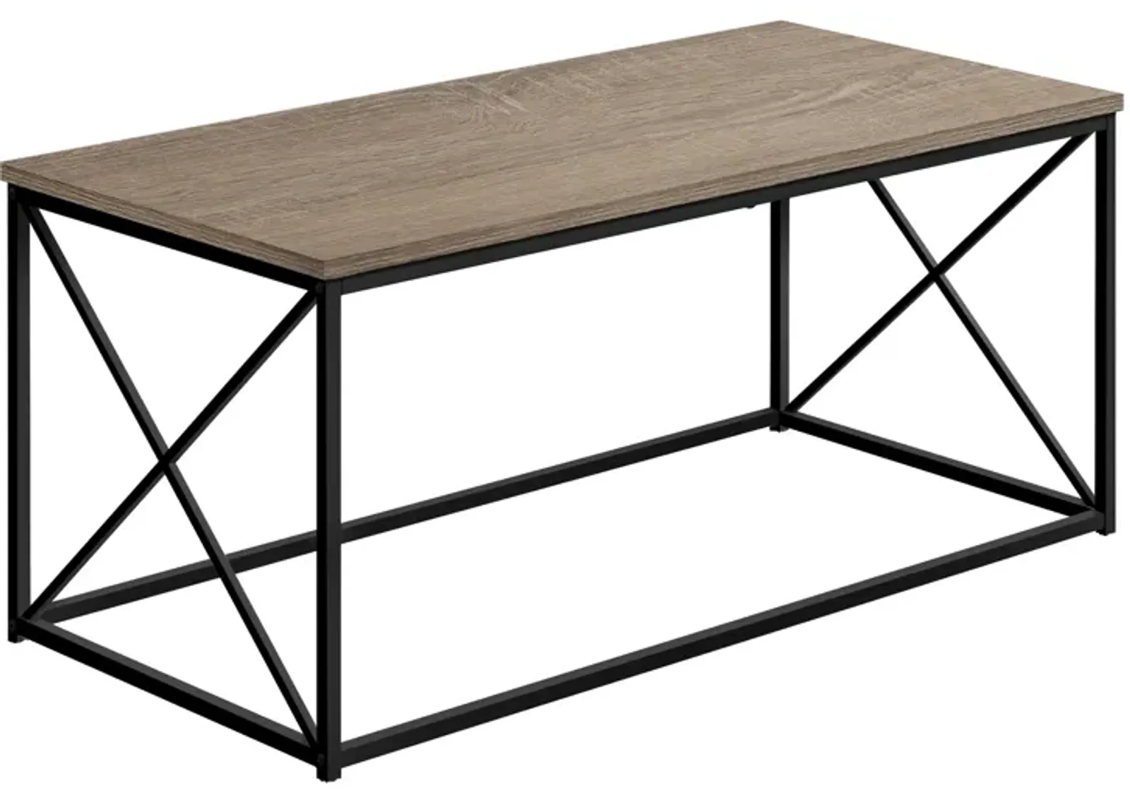 Monarch Specialties I 3786 Coffee Table, Accent, Cocktail, Rectangular, Living Room, 40"L, Metal, Laminate, Brown, Black, Contemporary, Modern