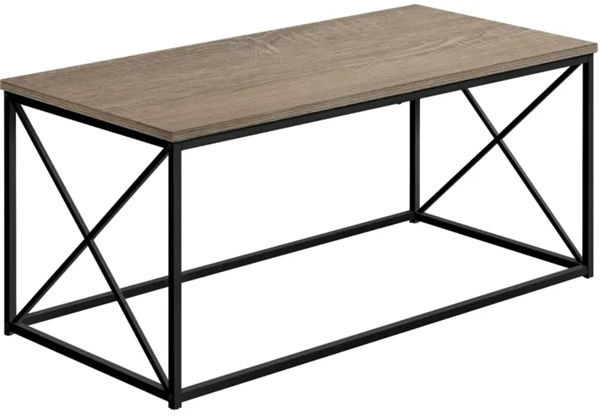 Monarch Specialties I 3786 Coffee Table, Accent, Cocktail, Rectangular, Living Room, 40"L, Metal, Laminate, Brown, Black, Contemporary, Modern