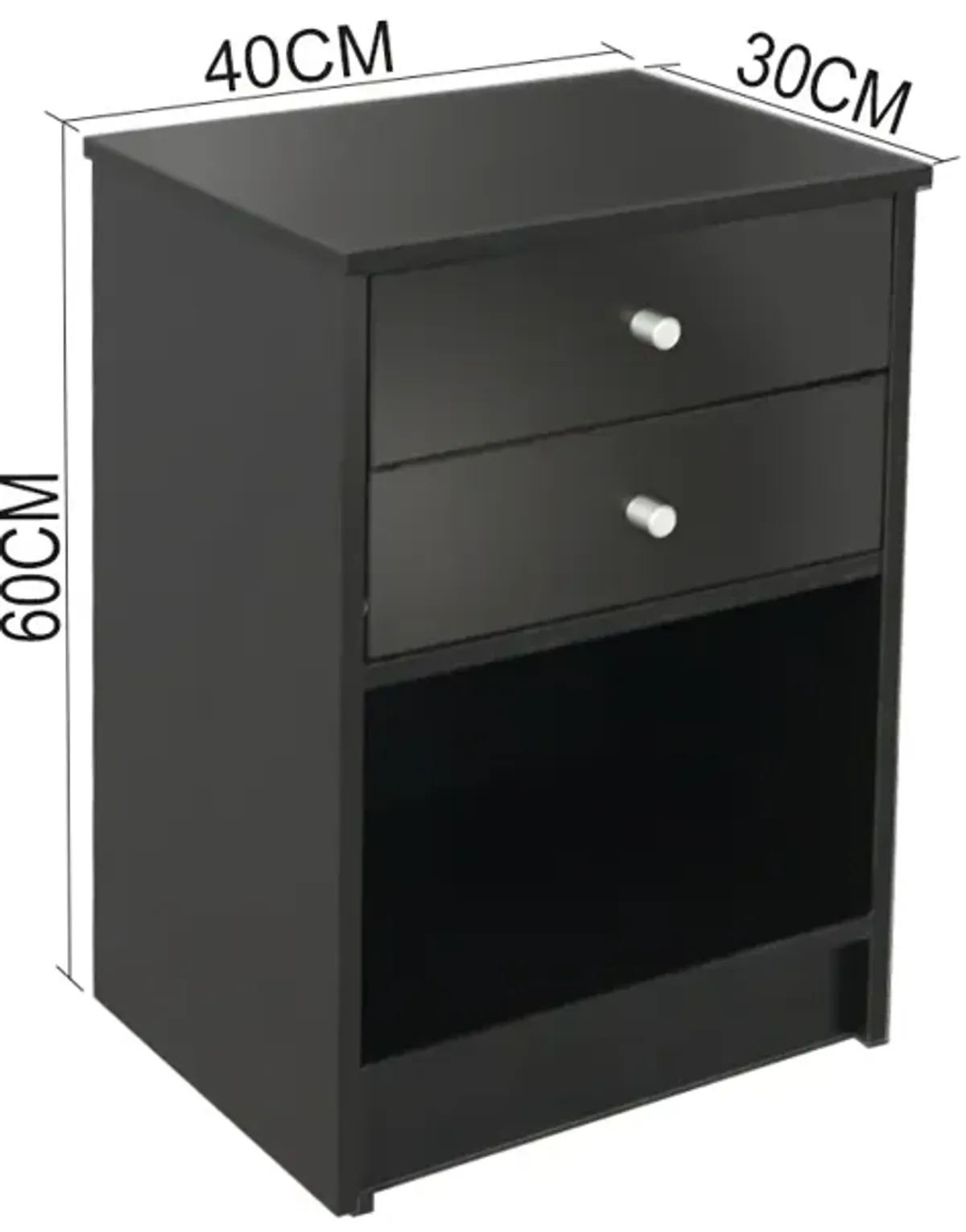 2-Drawer Nightstand Stylish Design with Round Handles for Bedroom Storage and Decor