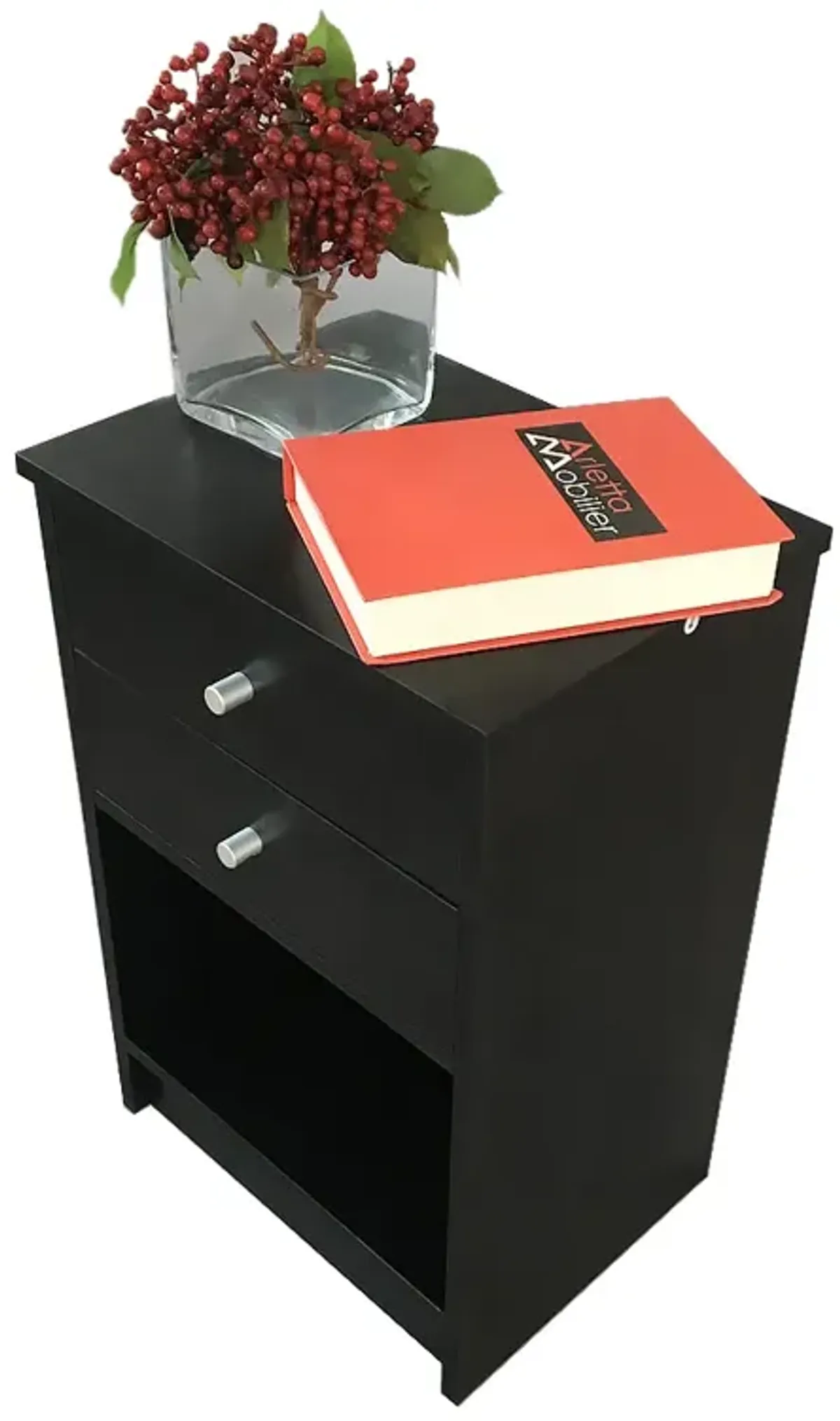 2-Drawer Nightstand Stylish Design with Round Handles for Bedroom Storage and Decor