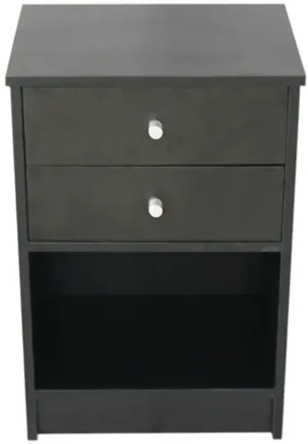 2-Drawer Nightstand Stylish Design with Round Handles for Bedroom Storage and Decor