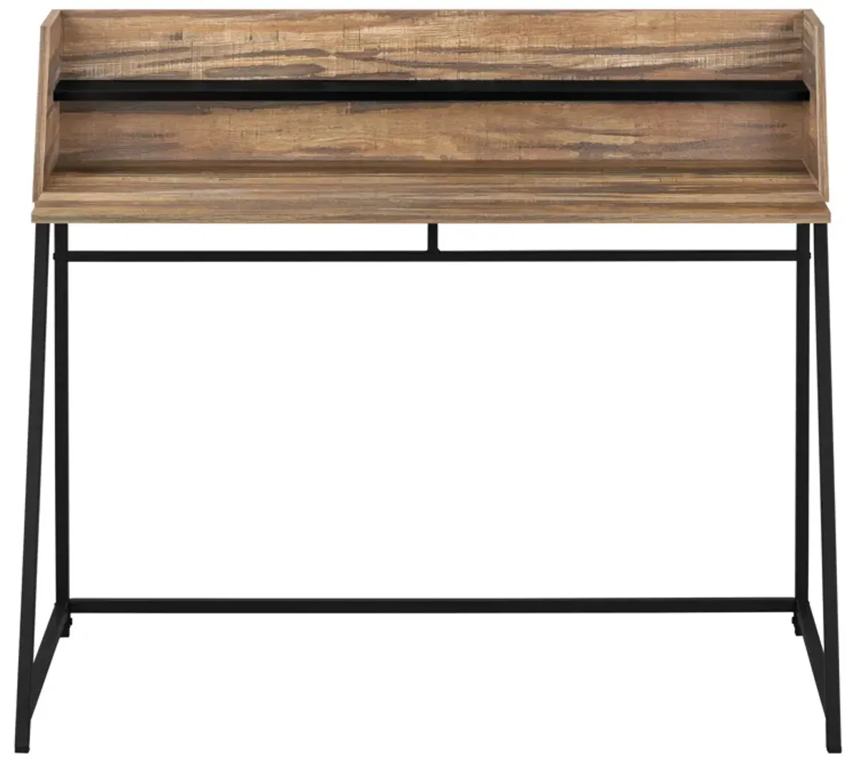 Monarch Specialties I 7548 Computer Desk, Home Office, Laptop, Storage Shelves, 48"L, Work, Metal, Laminate, Brown, Black, Contemporary, Modern