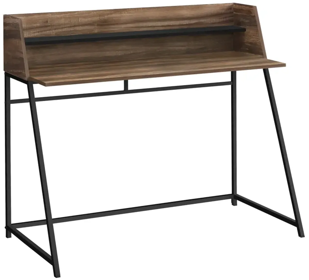 Monarch Specialties I 7548 Computer Desk, Home Office, Laptop, Storage Shelves, 48"L, Work, Metal, Laminate, Brown, Black, Contemporary, Modern