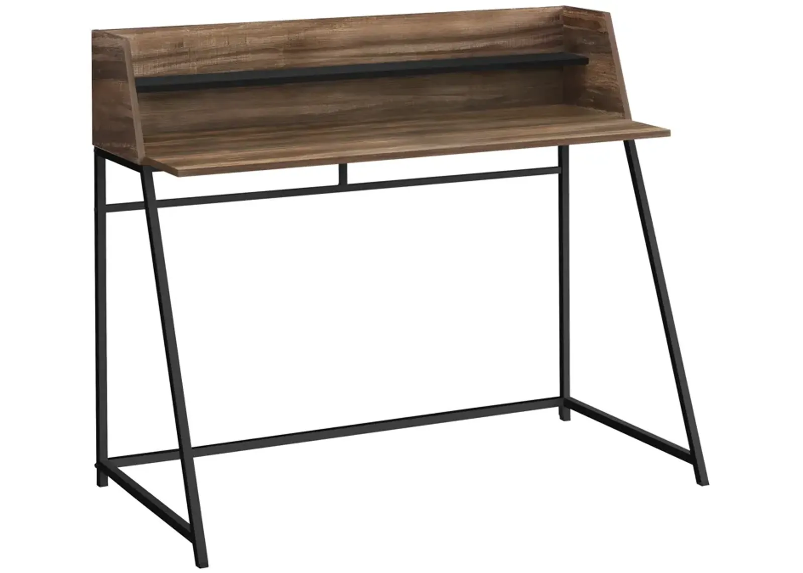 Monarch Specialties I 7548 Computer Desk, Home Office, Laptop, Storage Shelves, 48"L, Work, Metal, Laminate, Brown, Black, Contemporary, Modern