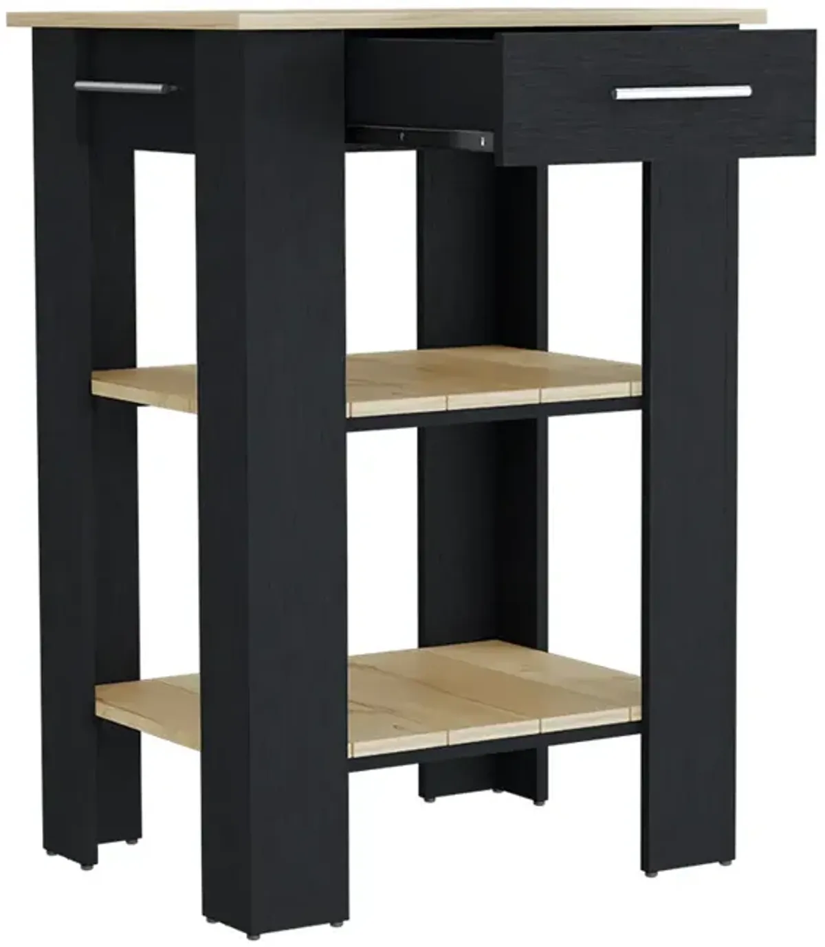 Kitchen Island 23 Inches Dozza, Kitchen, Black / Light Oak