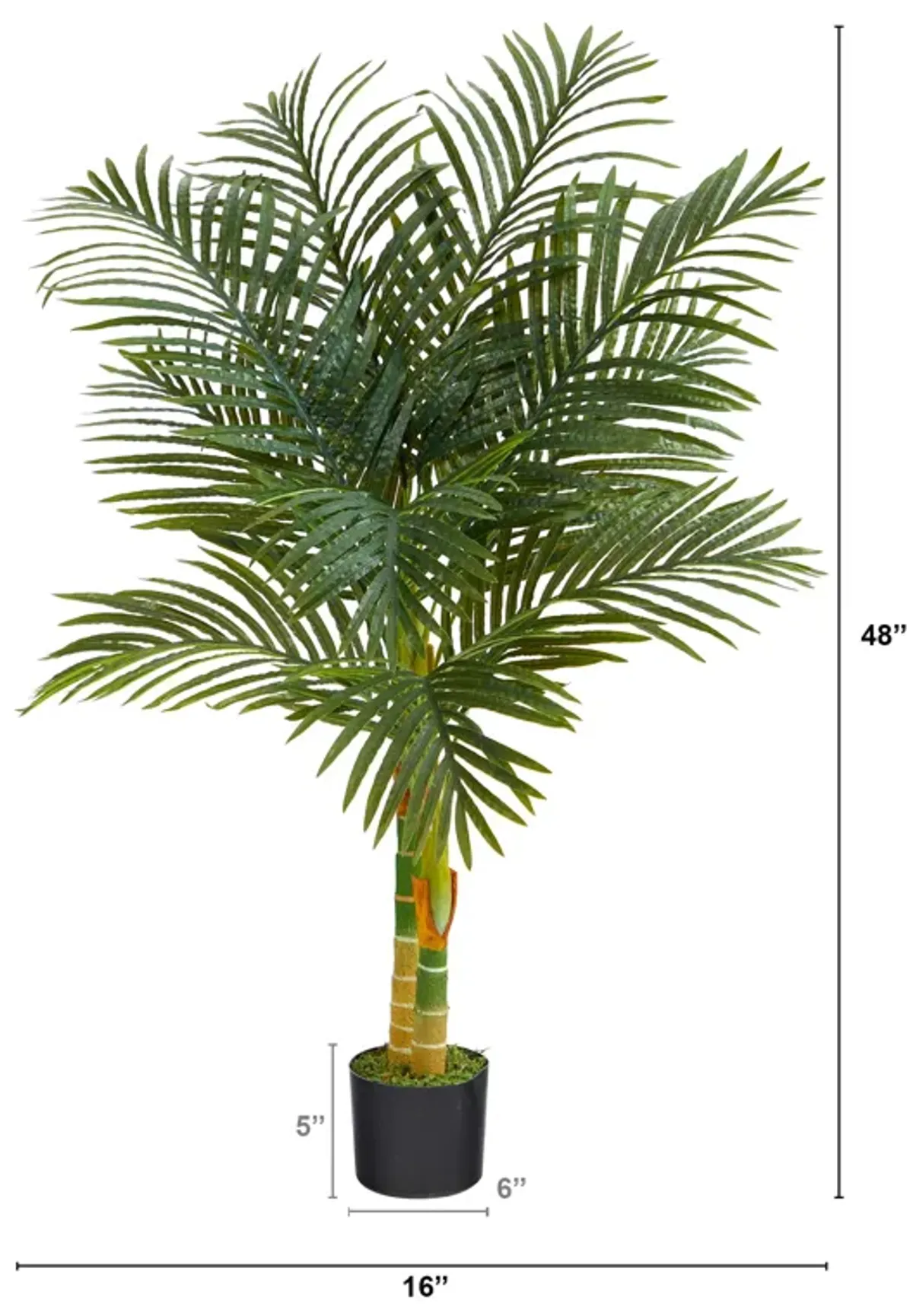 HomPlanti 4 Feet Double Stalk Golden Cane Artificial Palm Tree