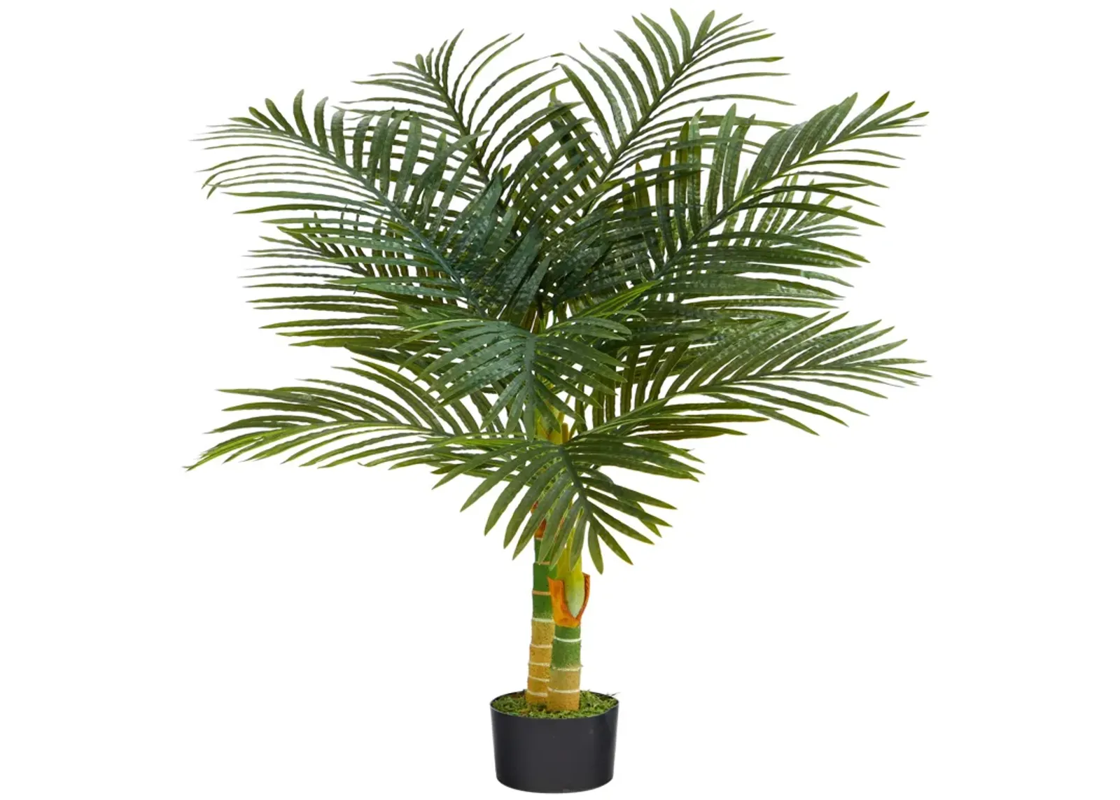 HomPlanti 4 Feet Double Stalk Golden Cane Artificial Palm Tree