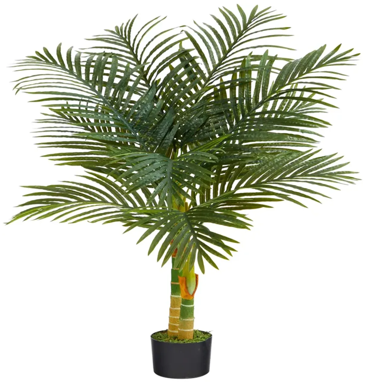 HomPlanti 4 Feet Double Stalk Golden Cane Artificial Palm Tree