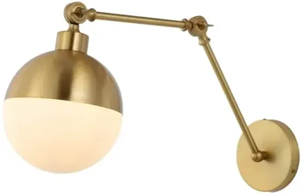 Alba 1-Light Mid-Century Modern Arm-Adjustable Iron/Glass LED Sconce