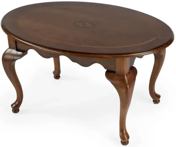 Hivvago 38 Inch Brown Wood Oval Distressed Coffee Table