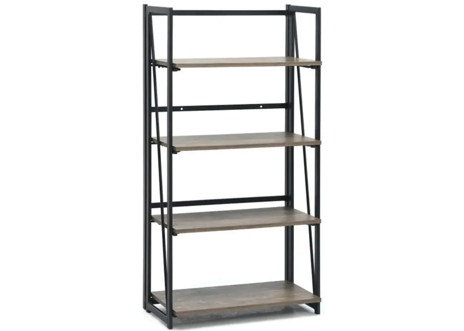 Hivvago 4-Tier Folding Bookshelf No-Assembly Industrial Bookcase Display Shelves