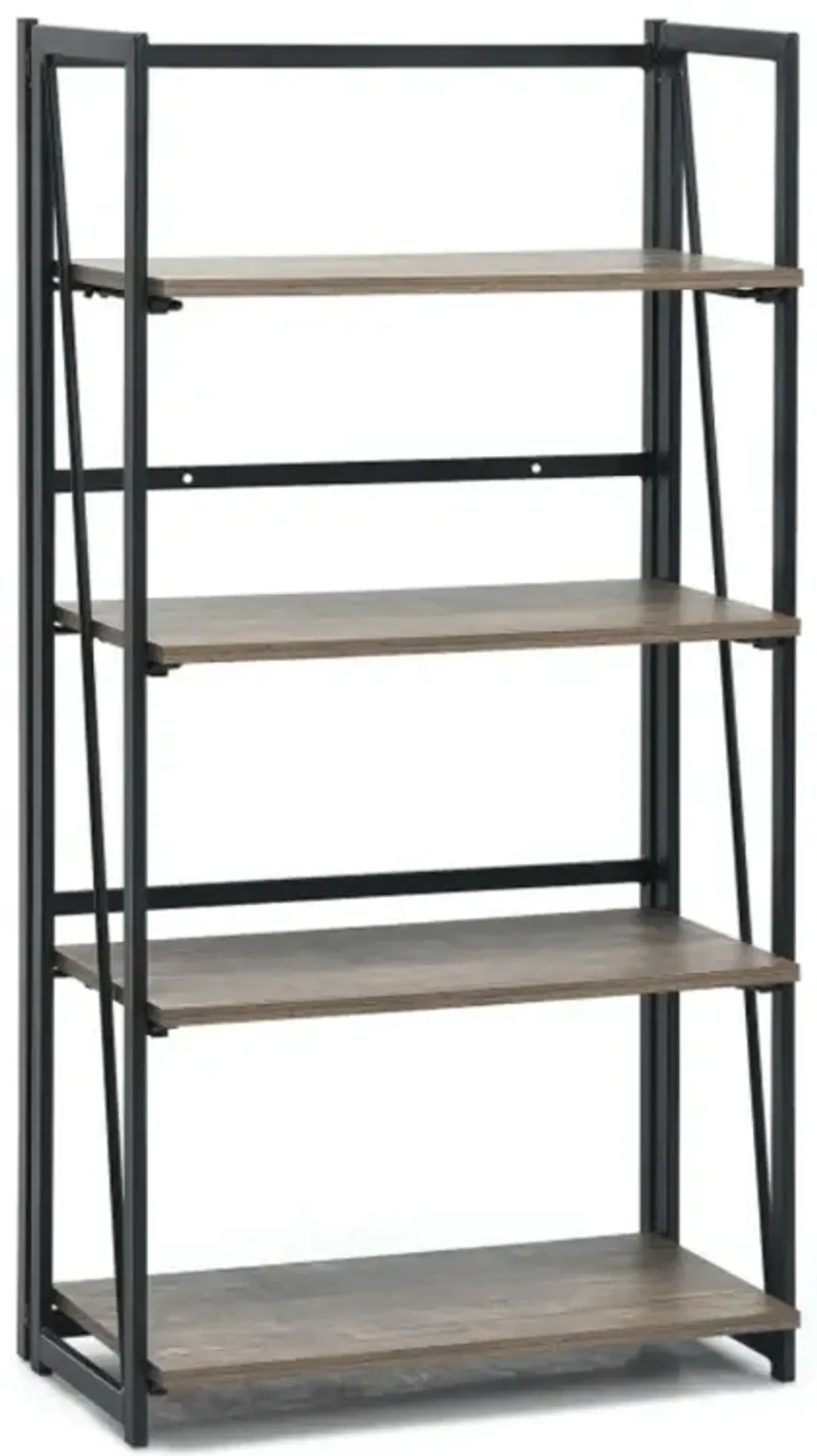 Hivvago 4-Tier Folding Bookshelf No-Assembly Industrial Bookcase Display Shelves