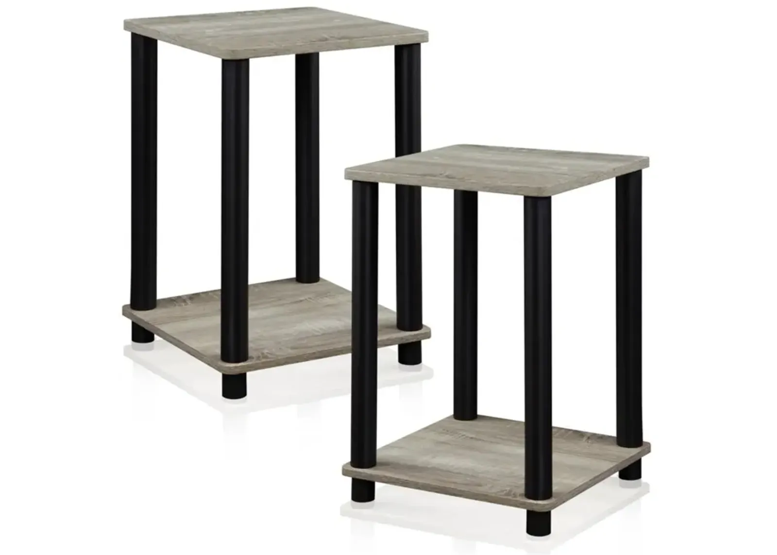 FURINNO Stylish End Table, French Oak Grey/Black,2-Pack (2-99800GYW)