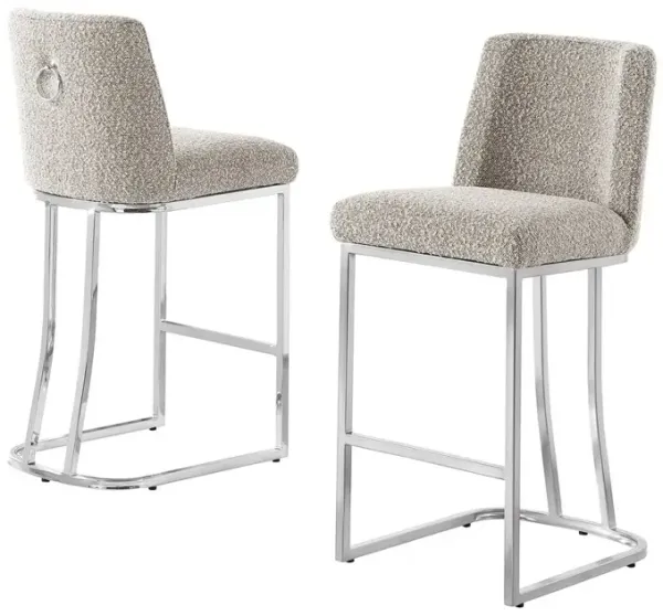 Best Quality Furniture Gray With Silver Base Barstools, Set Of 2