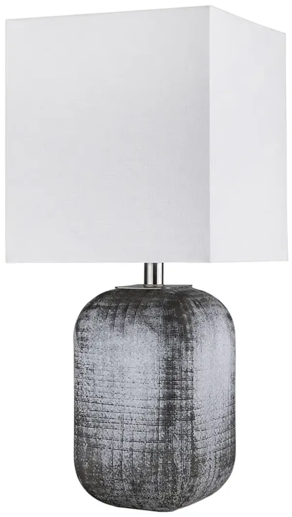 Hivvago 25" Blue and Gray Ceramic Table Lamp With White Square Shade