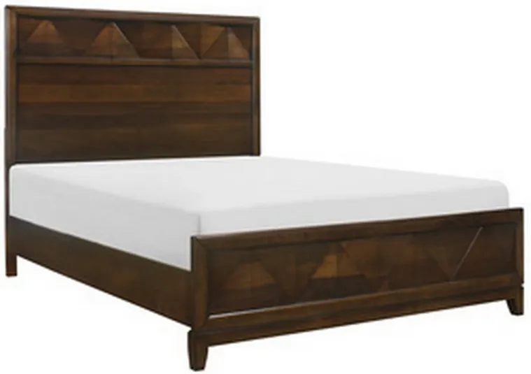 Nibo Queen Size Platform Bed, Modern Rustic, Walnut Brown Solid Wood - Benzara