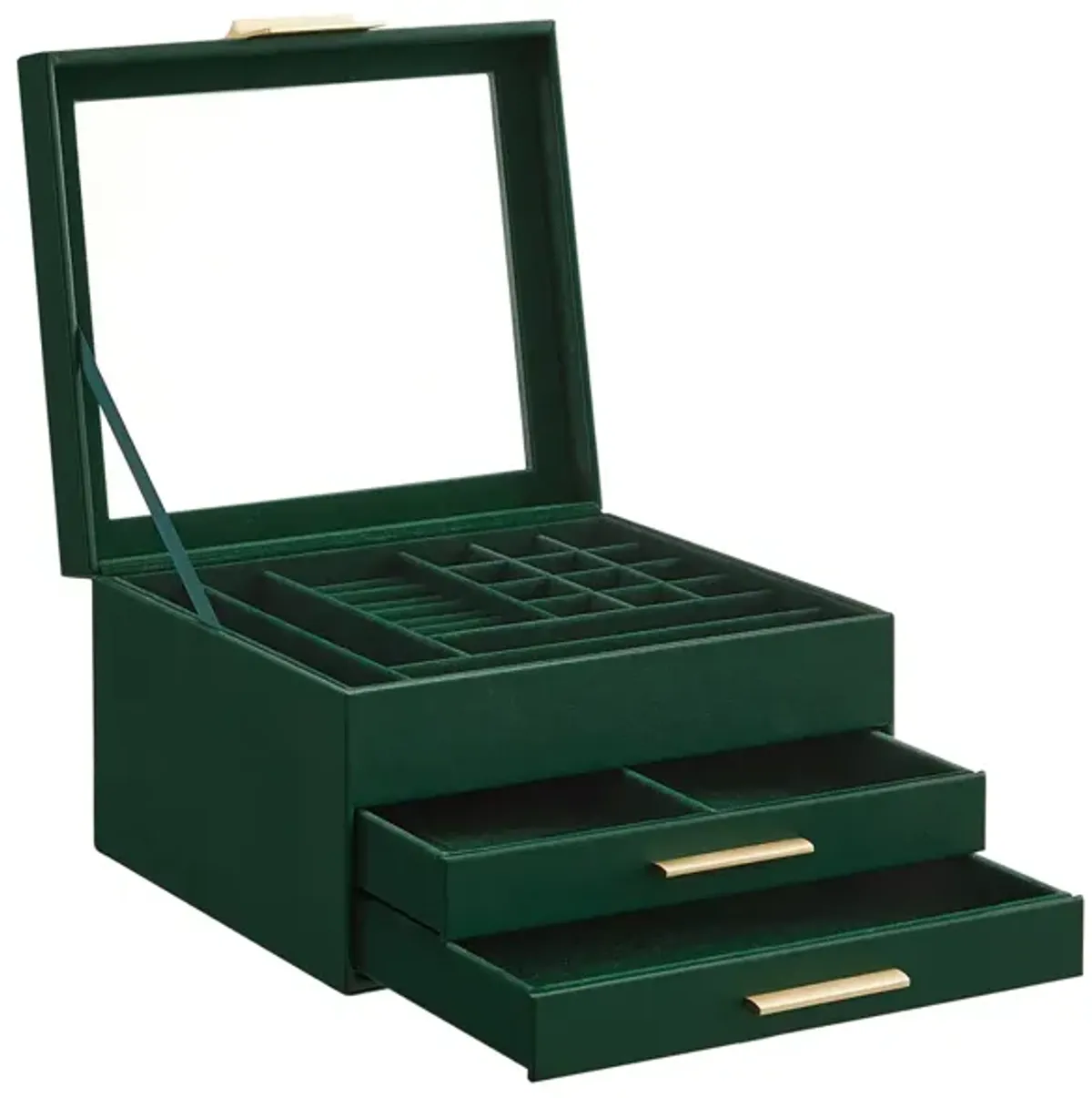 3-Layer Jewelry Box with Glass Lid and 2 Drawers - Perfect Gift for Loved Ones