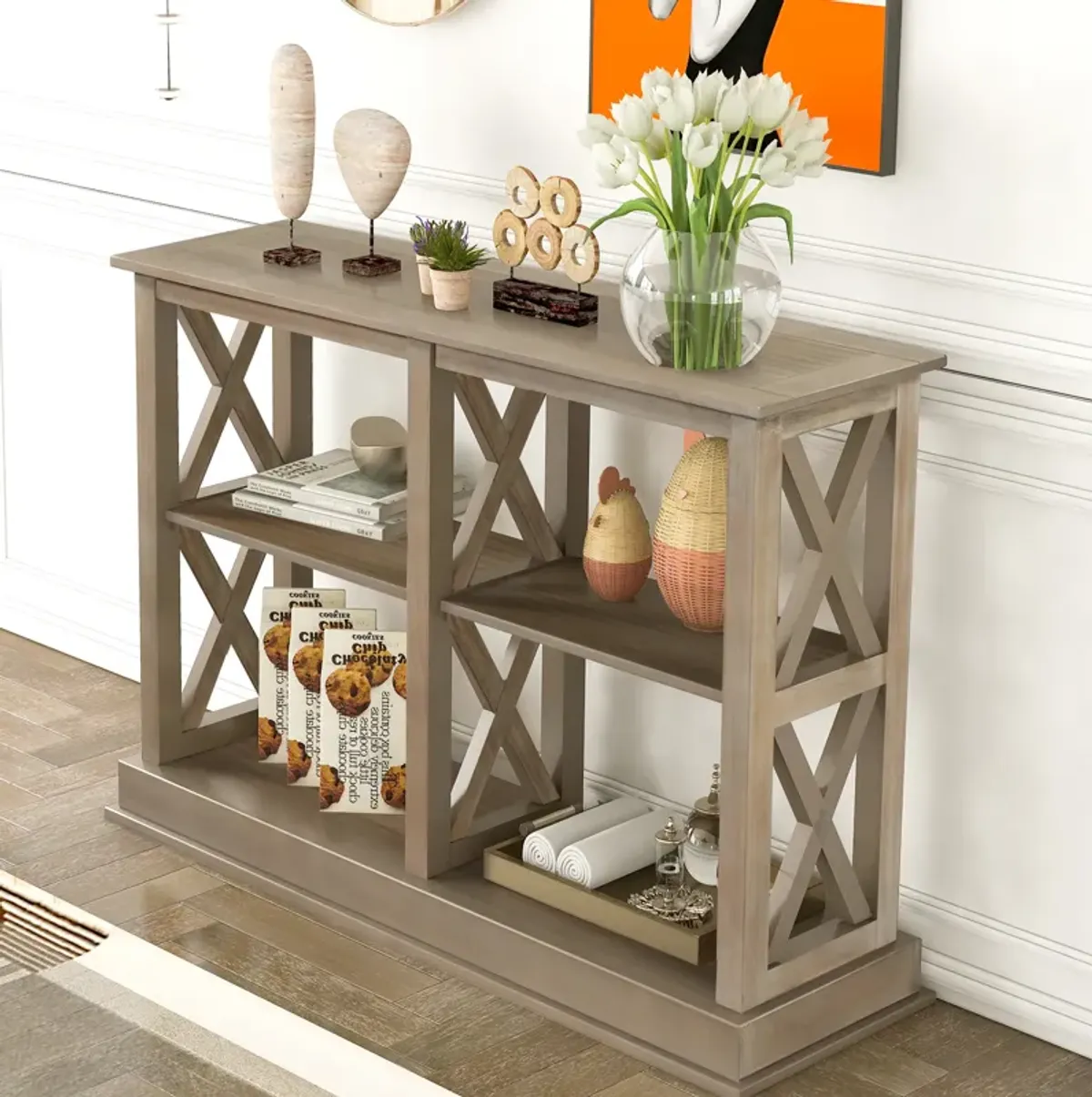 Merax Chic Style 3-Tier Open Shelves Console Table