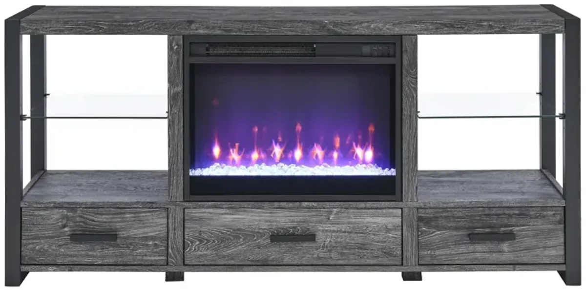 MONDAWE 60 Inch Electric Fireplace Media TV Stand With Sync Colorful LED Lights