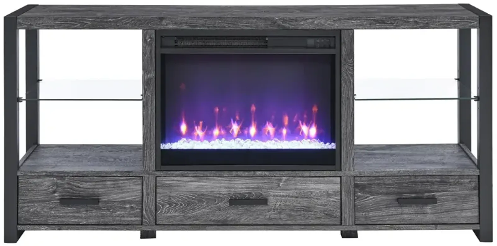 MONDAWE 60 Inch Electric Fireplace Media TV Stand With Sync Colorful LED Lights