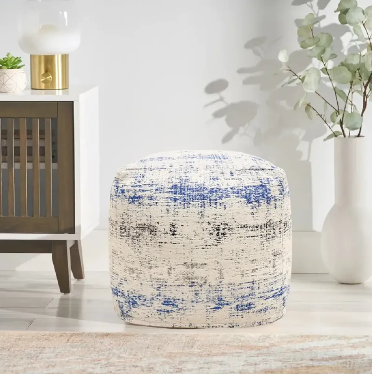 Pasargad Home Grandcanyon Distressed Cotton Pouf