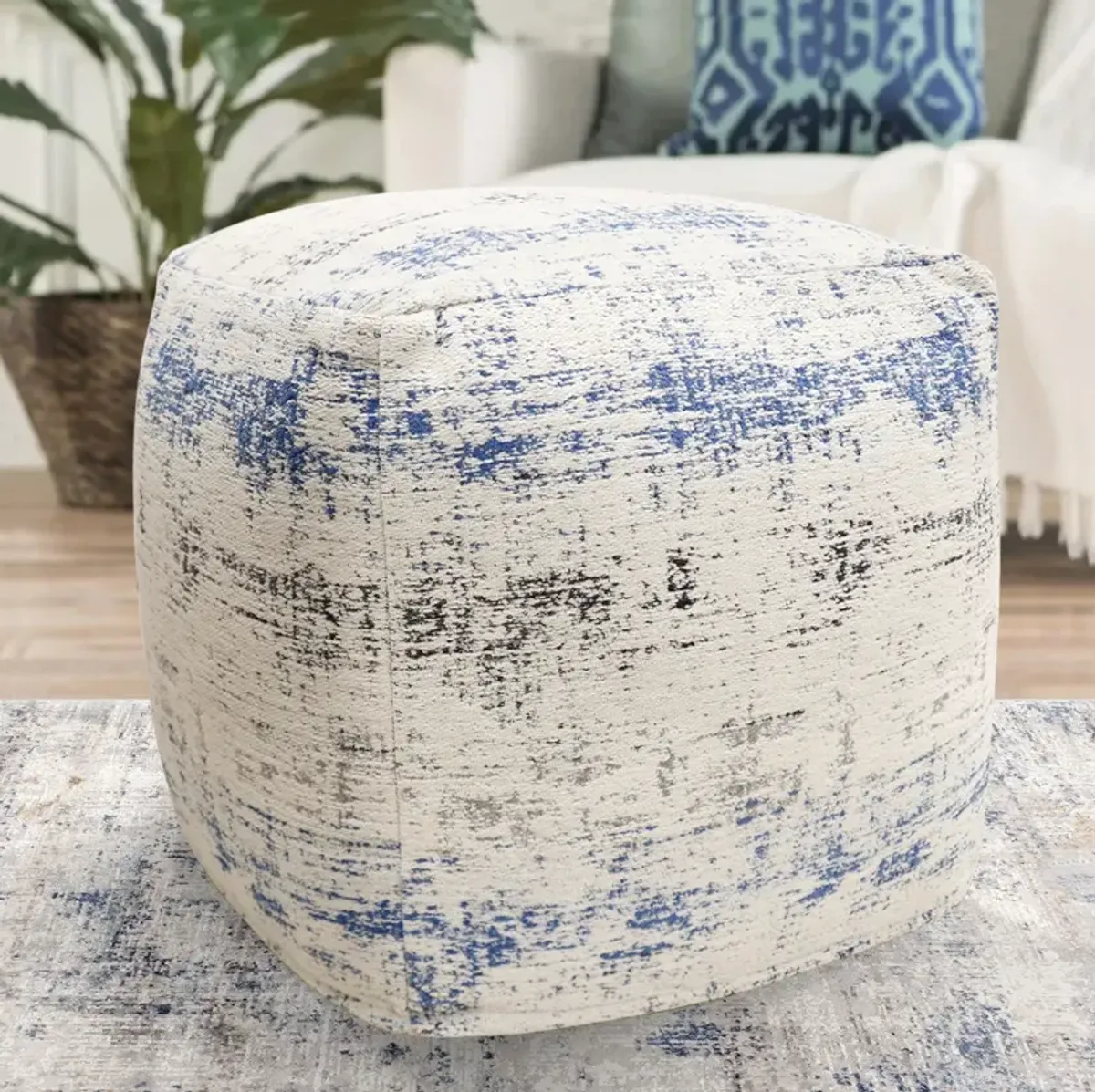 Pasargad Home Grandcanyon Distressed Cotton Pouf