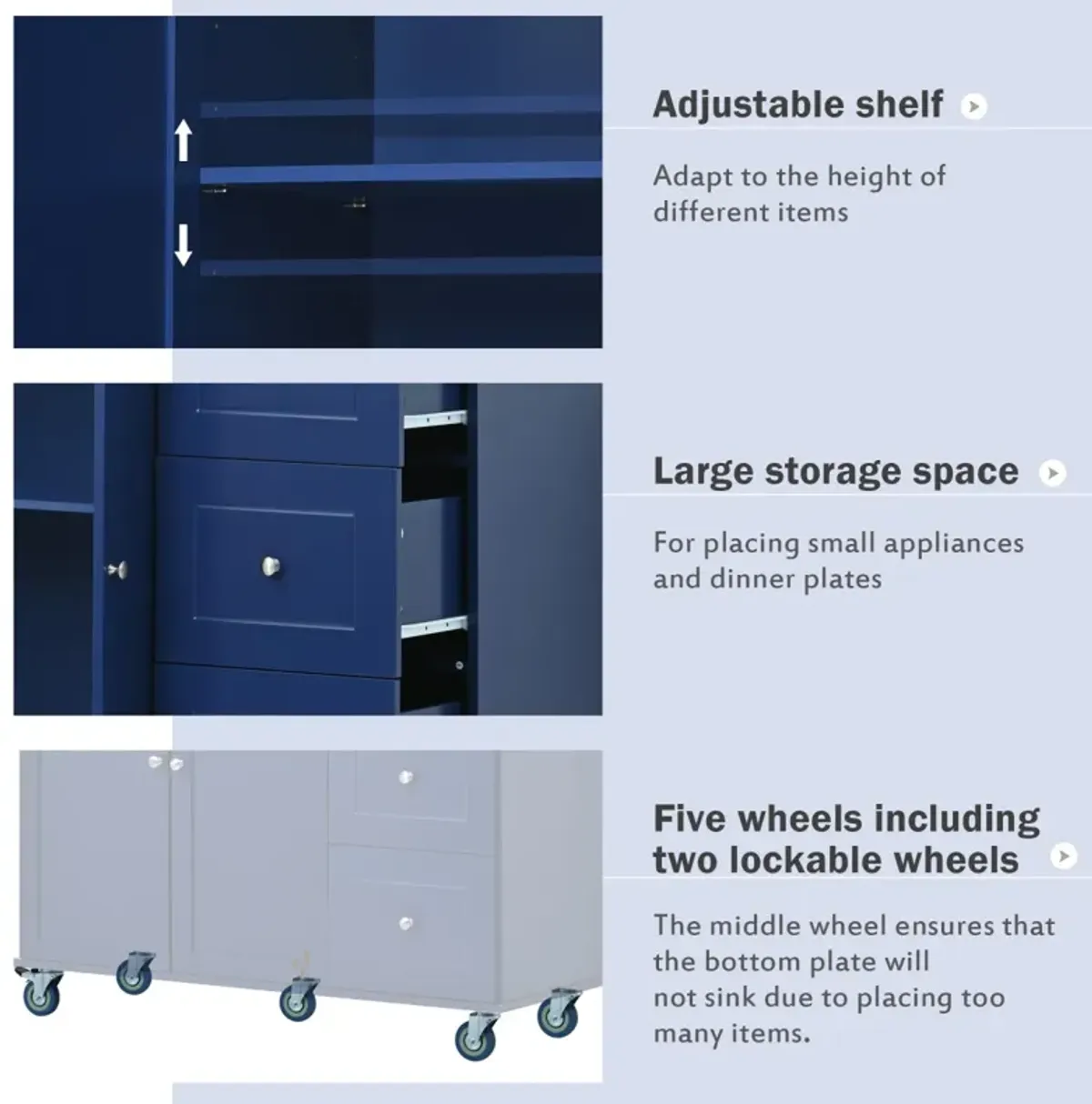 Mobile Kitchen Island with Drop Leaf & Storage Cabinet