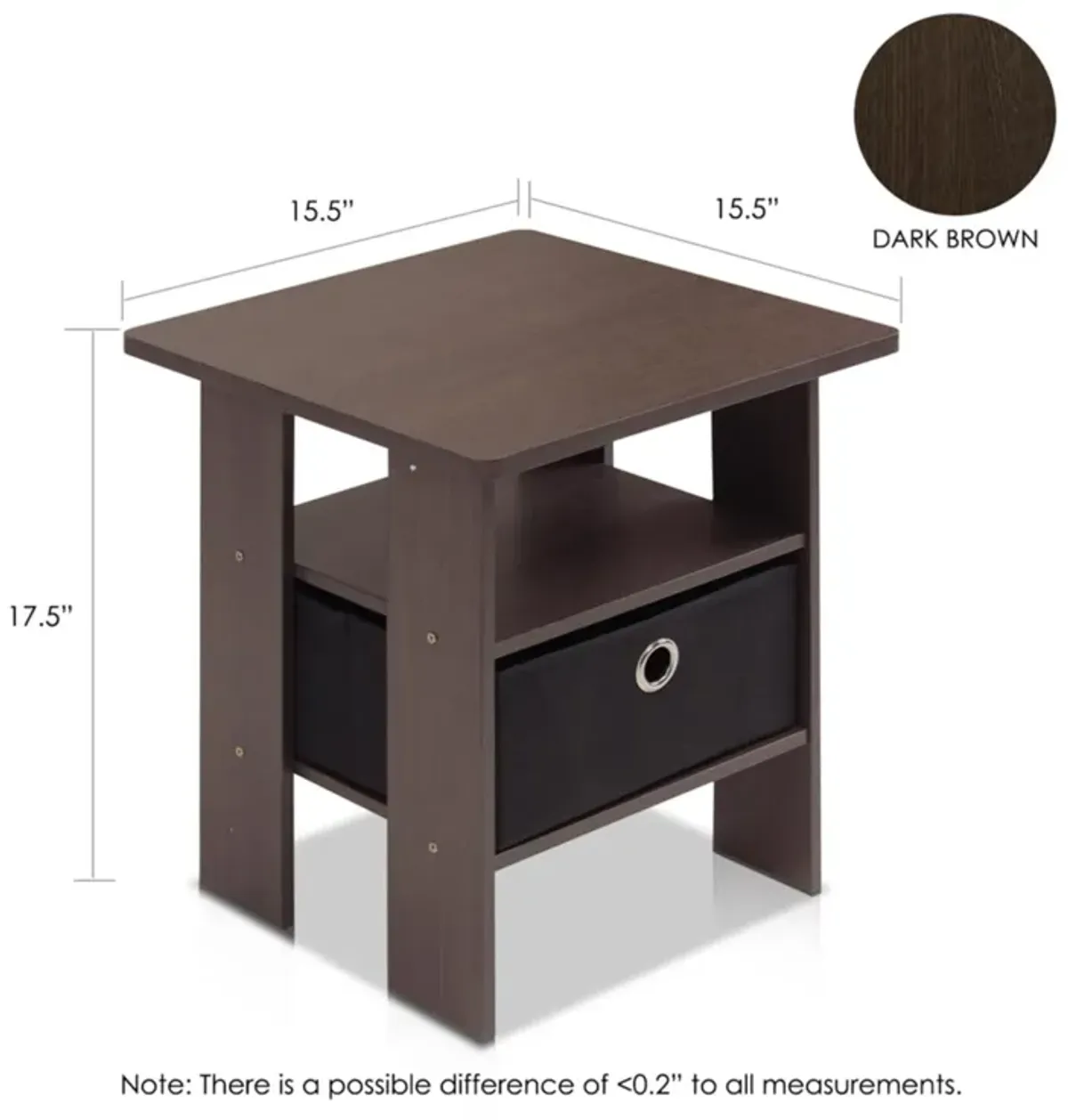 End Table Bedroom Night stand w/Bin Drawer