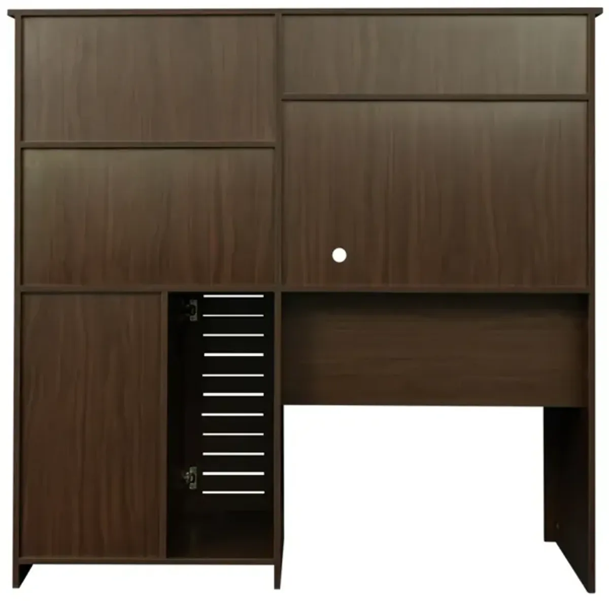 Home Office Computer Desk with Hutch, Walnut