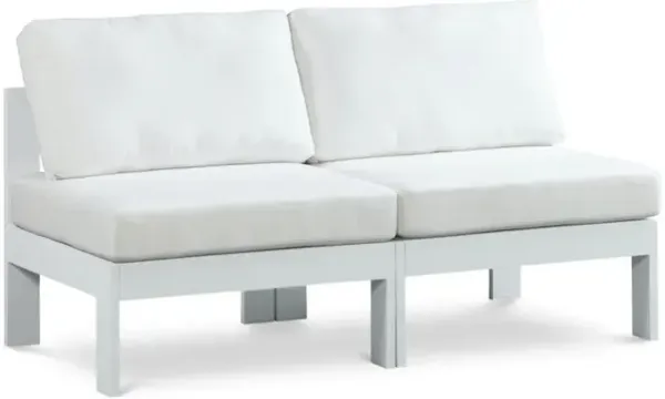 Meridian Furniture Nizuc White Water Resistant Fabric Outdoor Patio Modular Sofa