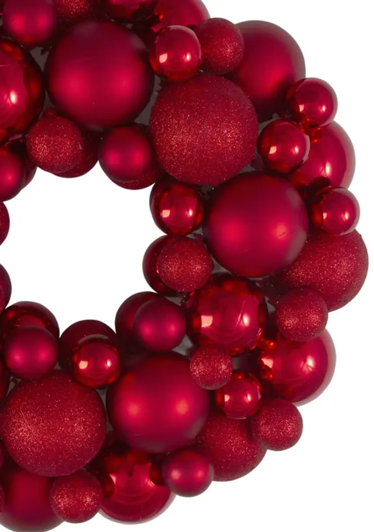 Red Hot 3-Finish Shatterproof Ball Christmas Wreath - 13-Inch  Unlit