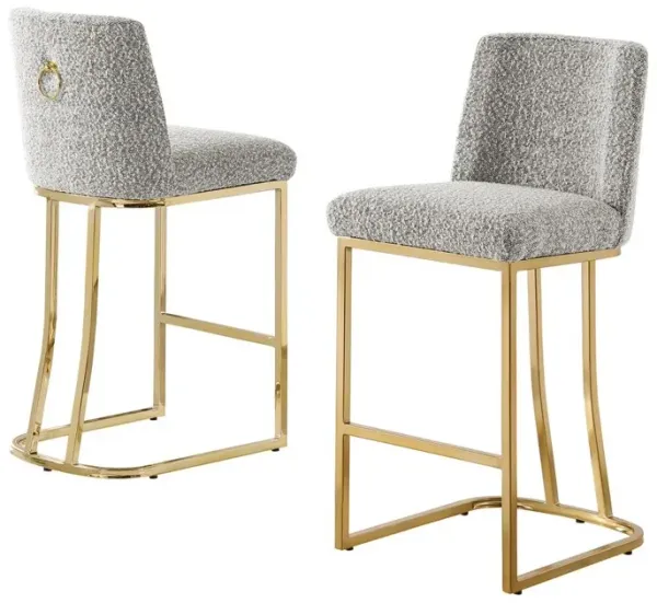 Best Quality Furniture Rich Gray With Gold Base Counter-Height Chairs, Set Of 2