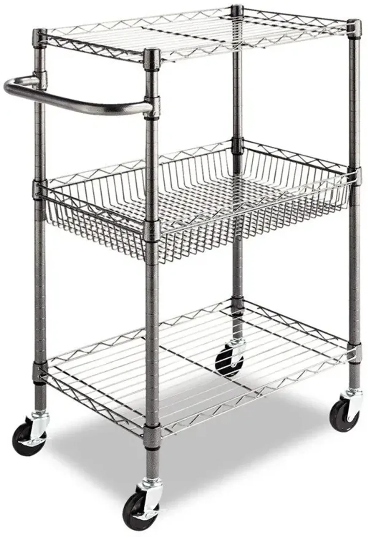 3-Tier Metal Kitchen Cart / Utility Cart with Adjustable Shelves and Casters