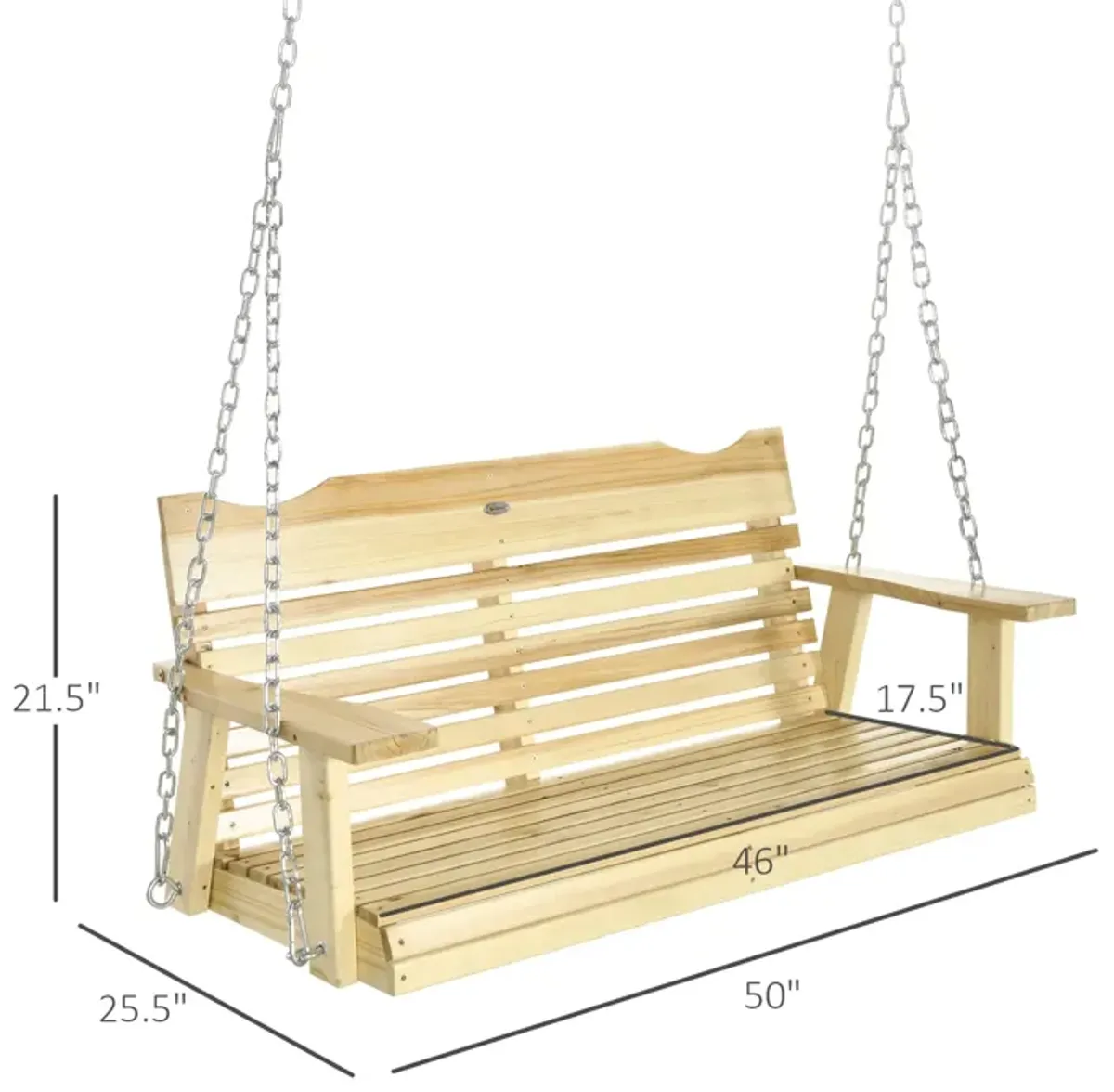 Outdoor Seating: 2-Person Hanging Porch Swing with Metal Chains