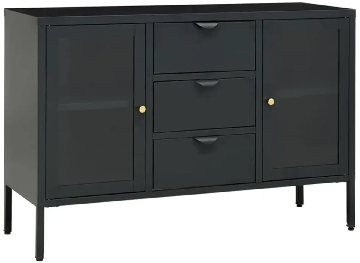 vidaXL Sideboard Anthracite 41.3"x13.8"x27.6" Steel and Tempered Glass