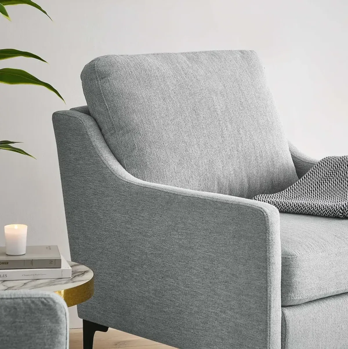 Corland Upholstered Fabric Armchair Gray