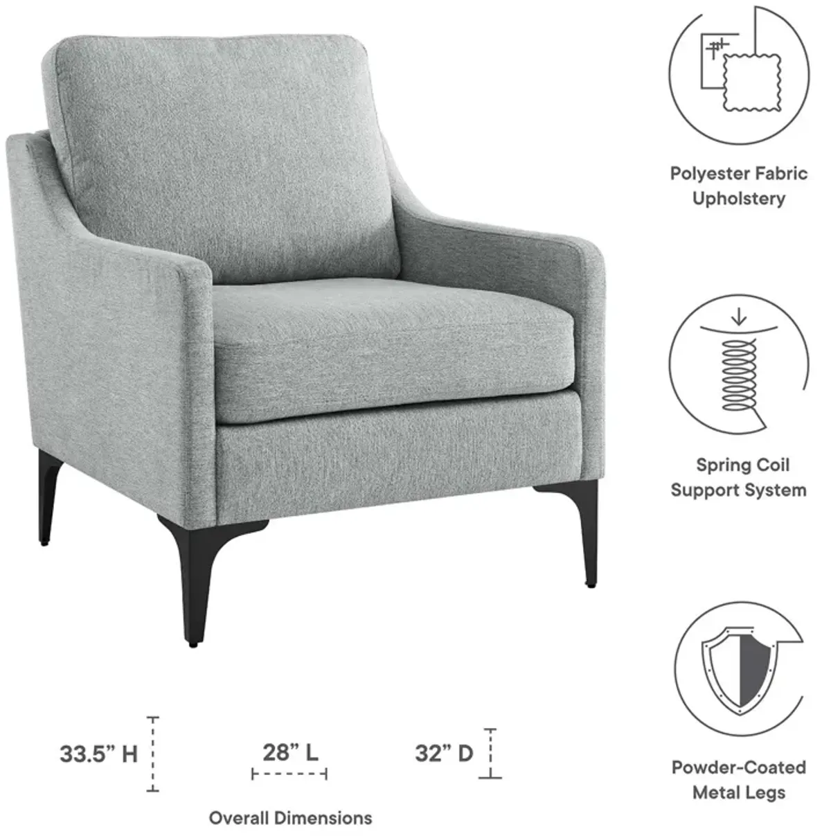 Corland Upholstered Fabric Armchair Gray