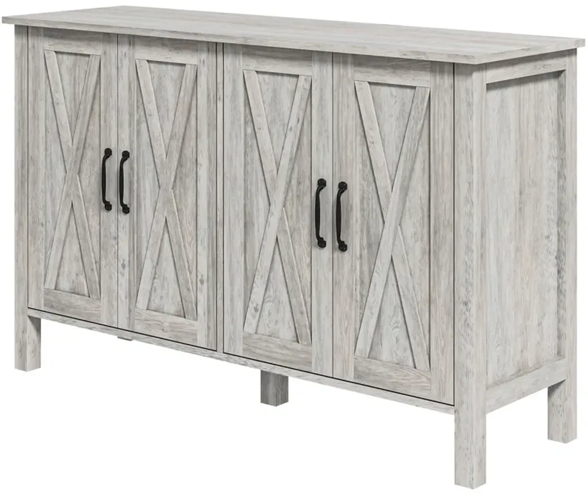 Gray Kitchen Sideboard: 4 Sliding Barn Doors, Adjustable Shelves