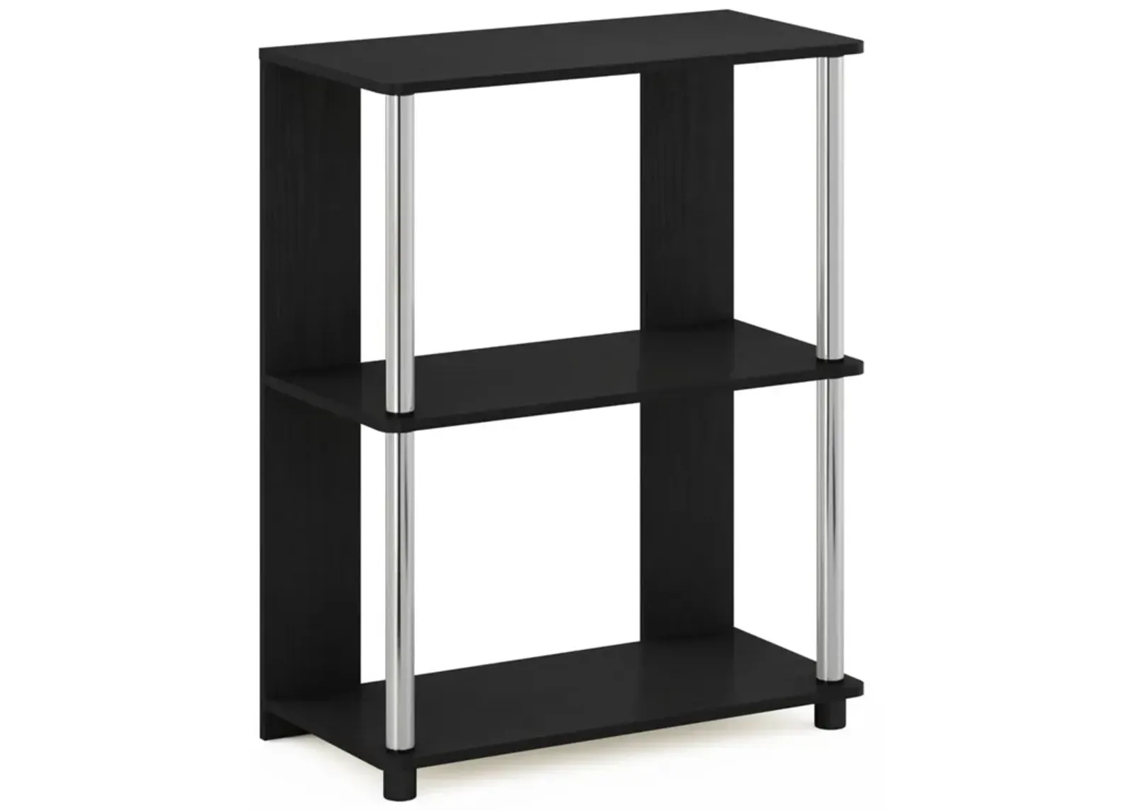 Furinno Jaya Simple Design 3-Tier Bookcase/Bookshelf/Display Rack with Stainless Steel Tubes, Americano