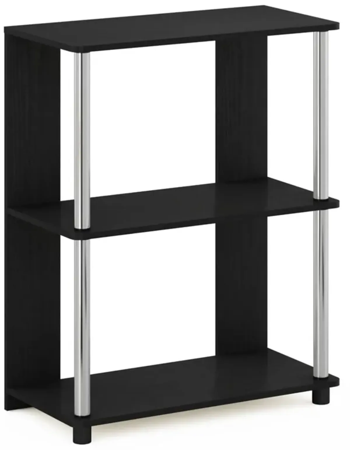 Furinno Jaya Simple Design 3-Tier Bookcase/Bookshelf/Display Rack with Stainless Steel Tubes, Americano