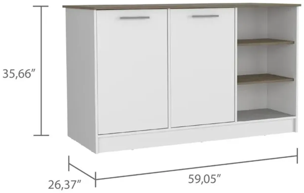 Kitchen Island Teramo, Kitchen, White / Dark Brown