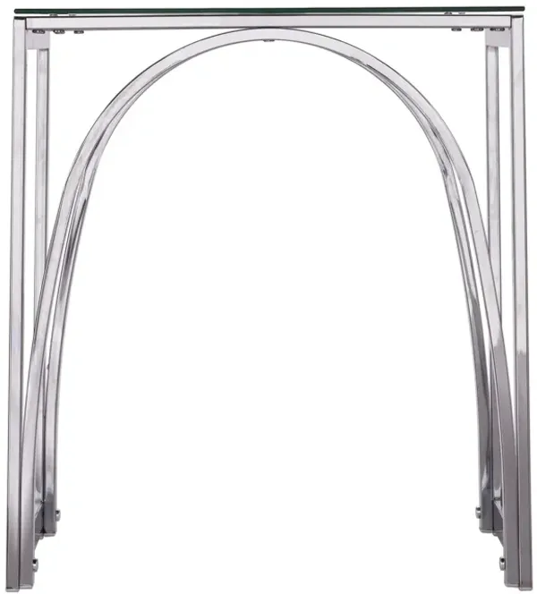 Hivvago 22" Chrome Glass And Iron Square End Table